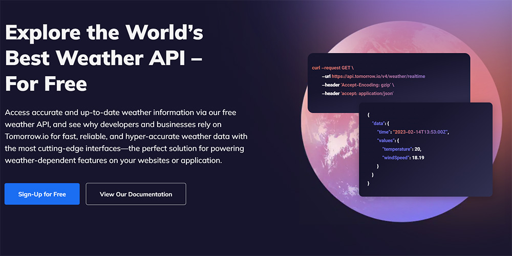 tomorrow io screenshot سرویس Tomorrow.io
